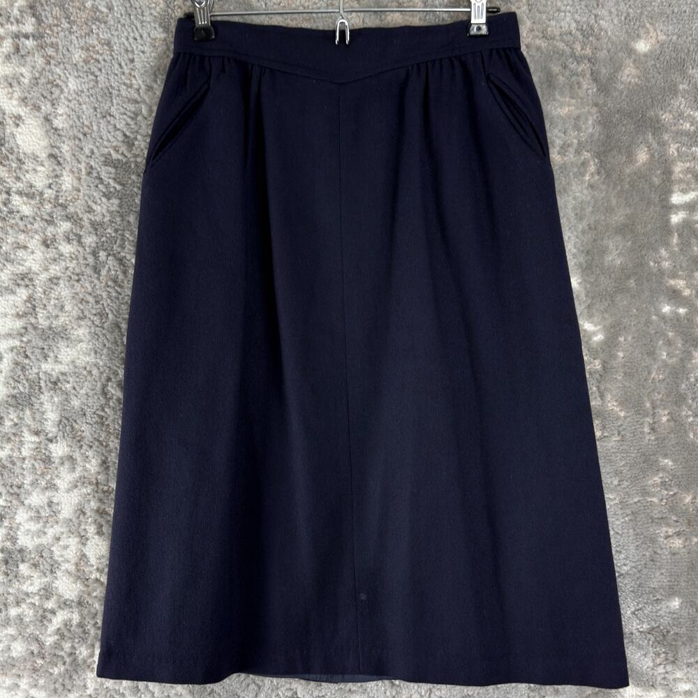 Douglas Sportswear Size XS 2-4 Minimalist Casual Midi A Line Skirt Navy Button